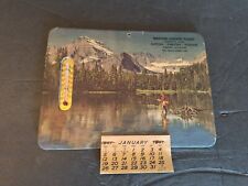 1947 advertising Thermometer Calander Lake Fishing Mountain Weston Michigan picture