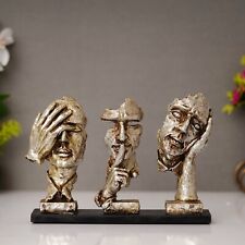 Three Modern Human Face Showpiece Statue Sculpture for Gifting Home Office Decor picture