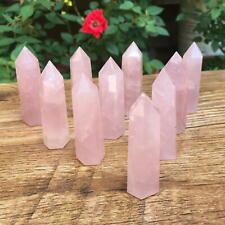 10pcs Lot 2''+ Pink Rose Quartz Crystal Point Healing Obelisk Wand Reiki Tower  picture