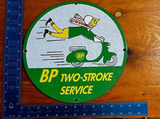 Vintage British Petroleum BP Two-Stroke Service Porcelain Sign Vespa RARE picture
