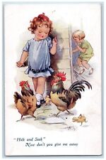 1918 Children Playing Hide And Seek Chicken Hen Chicks Posted Antique Postcard picture