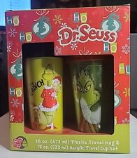 RARE Dr. Seuss  GRINCH CHRISTMAS Travel Mug&cup Set of 2 NEW 16 oz. NIB 2014 picture