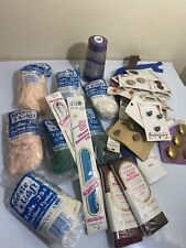 Vintage Lot of Sewing Notions Assorted Buttons Thread Zippers Binding Eyelet picture