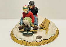 Norman Rockwell Gallery Sleddin' Figurine Puppy Love Collection A-1383 VTG 1992. picture