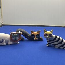 Set Of 3 Ceramic￼ Cat Figurines In The Style Of Laurel Burch picture