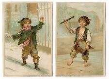 LITTLE VICTORIAN BOYS in Ragged Clothing 1880's Poor Children Playing on Street picture