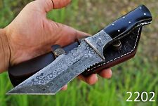 DAMASCUS TRACKER KNIFE HUNTING SURVIVAL FIXED TANTO BLADE BUSHCRAFT SKINNING - picture