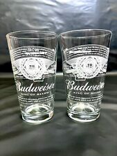 Budweiser American Lager Beer Pint 16oz Etched Glass - Set of 2 picture
