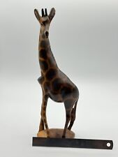 Vintage Hand Carved Wooden Giraffe Africian Animal Figure Statue 11.25” Tall picture
