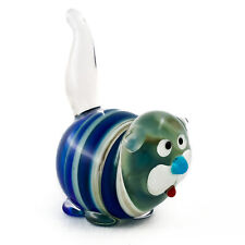 Glass Cat Figurine - Handmade Hand Blown Art Glass Pet Animal 1.5