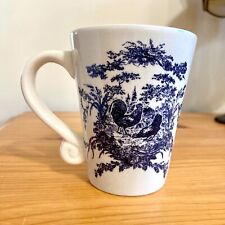 Vintage 2000s White Blue Chicken Coffee Mug Rooster Hen Ceramic Cup picture