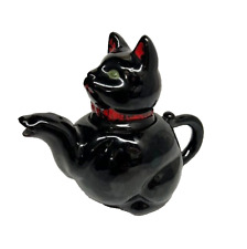 Vintage Black Cat Small Teapot w/ Lid-Unmarked-5 1/2 x 3 1/8 x 4 1/2
