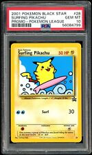 Pokemon Surfing Pikachu #28 Black Star League Promo Graded Card - PSA 10 picture