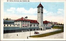 Mt. Royal Station, Baltimore, Maryland - Vintage w/b Postcard - Railroad picture