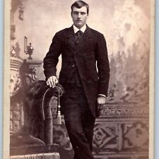 ID'd c1870s Tipton, IA Handsome Tall Young Man CDV Photo Kilbourne Wm Collar H39 picture