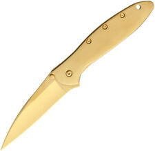Kershaw Leek SpeedSafe A/O 24K Gold Plated Stainless Folding Pocket Knife 1660G picture