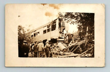 RPPC Postcard Train Railroad Wreck - Unknown location c1920's picture