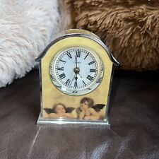Vintage Linden Daydreaming Cherub Mini Clock 4x3” picture