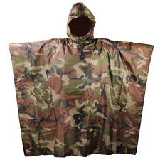 Army Military Waterproof Woodland Camo Rain Poncho Ripstop Wet Weather Hiking picture