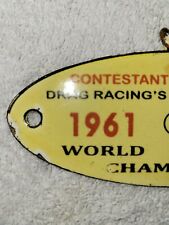 Vintage NHRA Drag Racing Porcelain Sign World Championship 1961 Nascar Indy USAC picture
