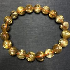 9mm Natural Hair Rutilated Quartz Crystal Round Beads Bracelet AAA D56 picture
