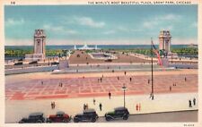 Postcard IL Chicago Worlds Most Beautiful Plaza Grant Park Vintage PC b5353 picture