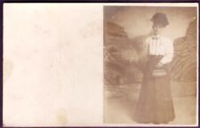 Vintage Lady with Fancy Hat Victorian Fashion Real Photo Postcard picture