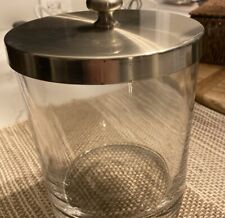 Vintage Clear Glass Apothecary Jar With Chrome Lid 5” picture