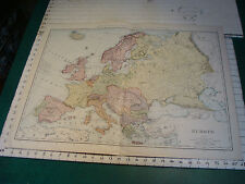 Vintage Original 1898 Rand McNally Map: EUROPE aprox 28 x 22
