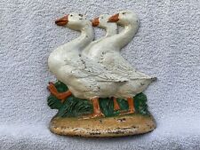 ANTIQUE HUBLEY GEESE BIRD  CAST IRON DOORSTOP DESIGNED BY FRED EVERETT picture