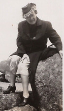 4V Photograph Portrait Cute Old Woman Overcoat Rocks 1940's  picture