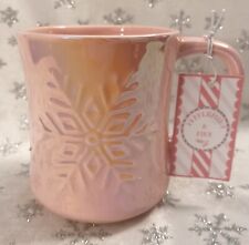 Peppermint & Pine Pink Iridescent Snowflake Ceramic Mug 16oz Winter NEW w/ Tags picture