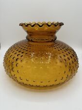 Antique Vintage Amber Glass Hobnail Hurricane Lamp Shade 9.75” Fitter Globe picture