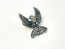 Vintage 1998 Motorcycle Eagle Virginia Beach Pinback Jacket Hat Pin picture