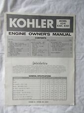 1974 Kohler Engines Model K241 K301 K321 Owner's Operating and Service Manual picture