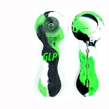 Unbreakable Silicone Tobacco Smoking Pipe w/ Glass Bowl BLACK Green & WHITE picture