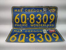 1960's Oregon  Original  Pacific Wonderland  6Q - 8309 License Plate Pair Set picture