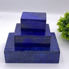 3 Pcs Genuine Lapis Lazuli Boxes Natural Stone  Hand Carved Crystal Boxes picture