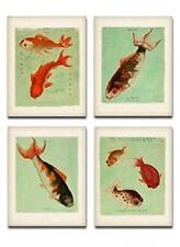 Japanese Goldfish Paintings - Set of 4 Prints - Colorful Hand-Painted Japanese  picture
