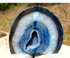 Agate Geode Blue Bookends-Exc Colors and Patterns/ Druzy Centers-6 lbs 10 ounces picture