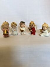 Miniature Porcelain Christmas Angel Figurines Set Of 5 picture
