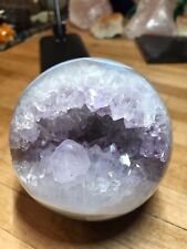 Amethyst Gray & White Druzy Agate Crystal Mineral Gemstone Ex LG Sphere Specimen picture