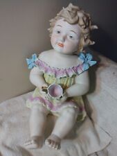 Vtg Andrea Lg Bisque Piano Baby Figurine w Cup Beautiful Quality 15