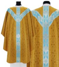 Gold/blue Semi Gothic Chasuble with stole GY201-GN16 Vestment Casulla Dorada picture