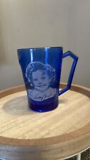 Vintage 1930's Hazel Atlas Shirley Temple Cobalt Blue Glass Tumbler Cup 3.75” H picture