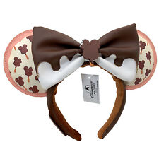 Disney-Parks Chocolate Ice Cream Minnie Mouse Bow Pattern Headband Ears New picture