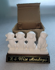Vintage 4 Wise Monkeys Figurine New In Box Japan Wood/Ceramic  picture