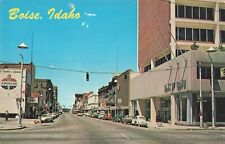 Boise Idaho, Idaho Street View Old Cars Amoco American Sign, Vintage Postcard picture