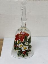 Vintage Glass Poinsettia and Holly Design Bell picture