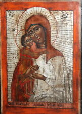 VINTAGE HAND PAINTED ICON ORTHODOX VIRGIN, CHRIST CHILD picture